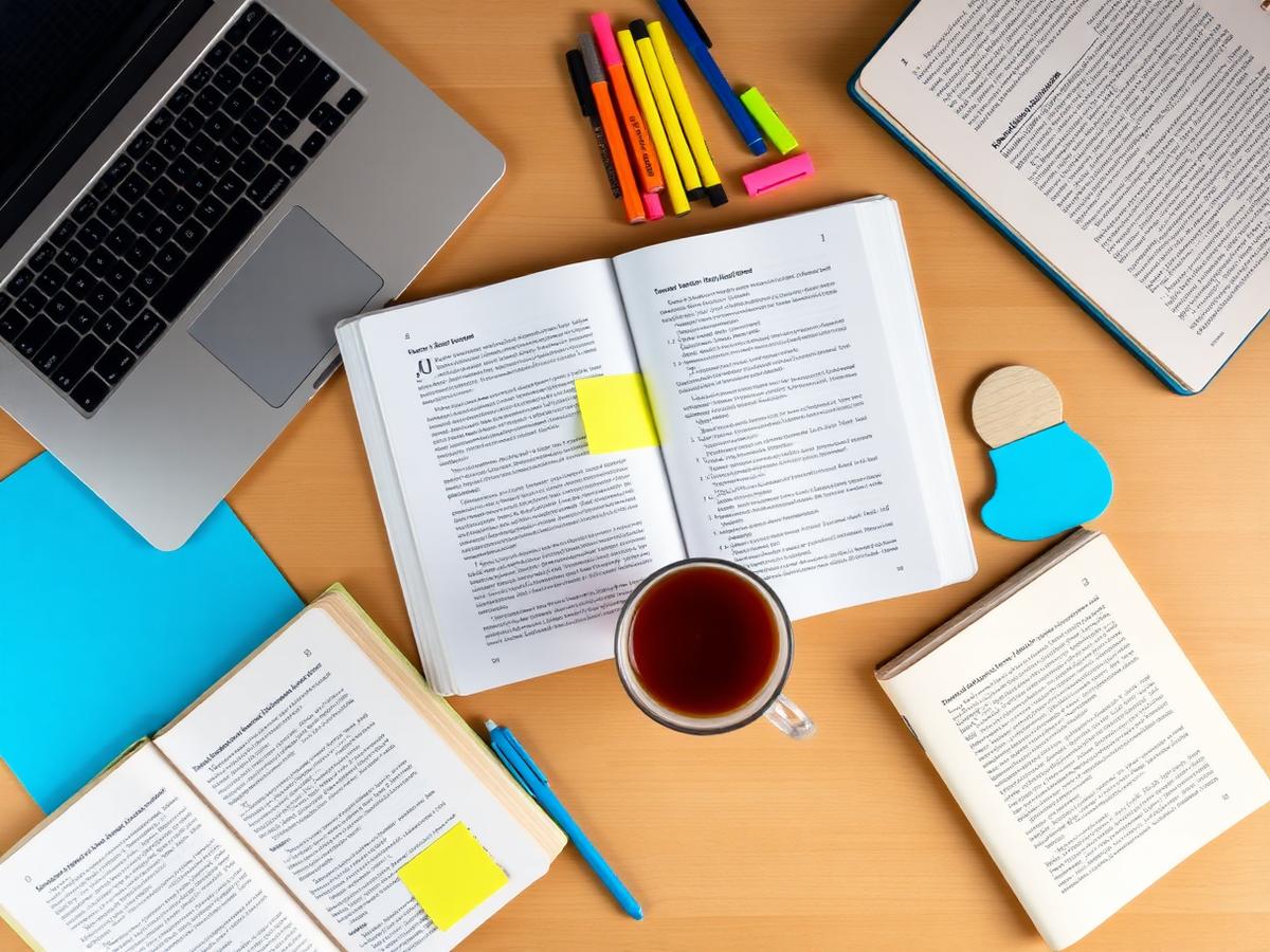 Study desk flatlay